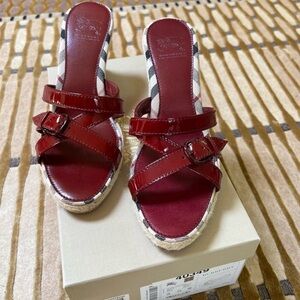 Burberry Burgundy Espadrille Sandals